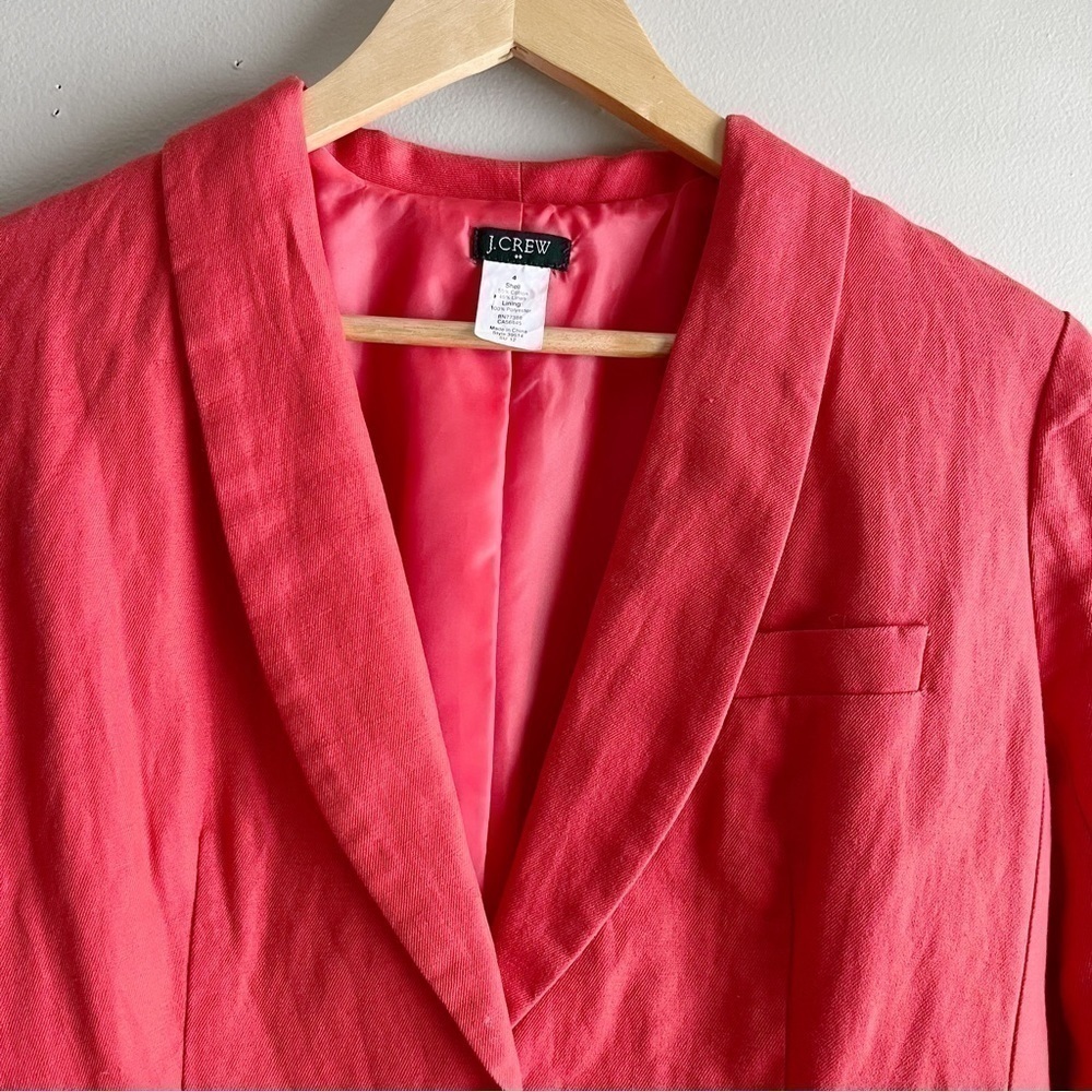 J.Crew Linen Cotton Blend Blazer in Coral Orange, Two-Button Front, Size 4 - Picture 2 of 8